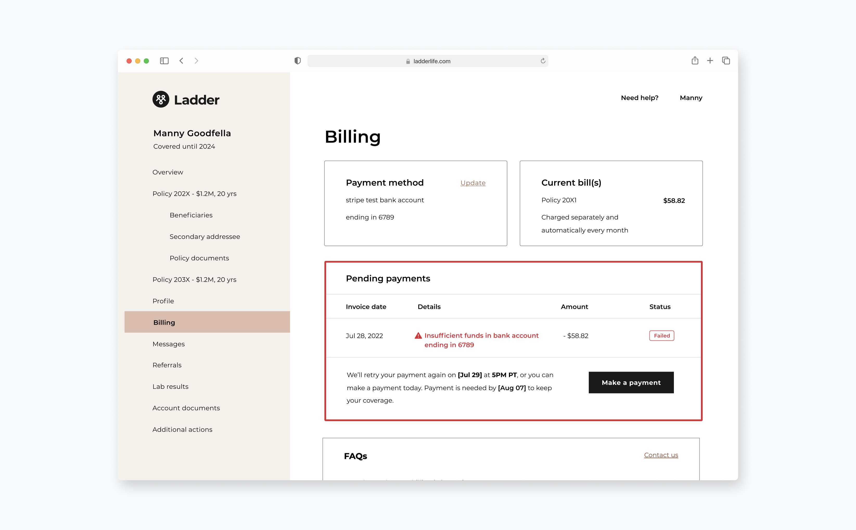 First Payment Failure