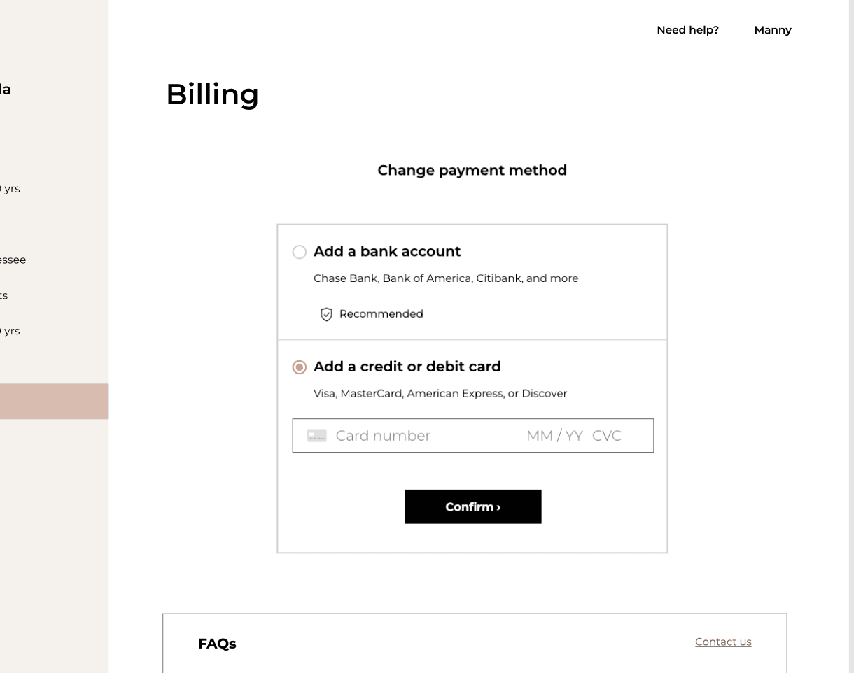 Old way of initiating a charge on a user's payment method