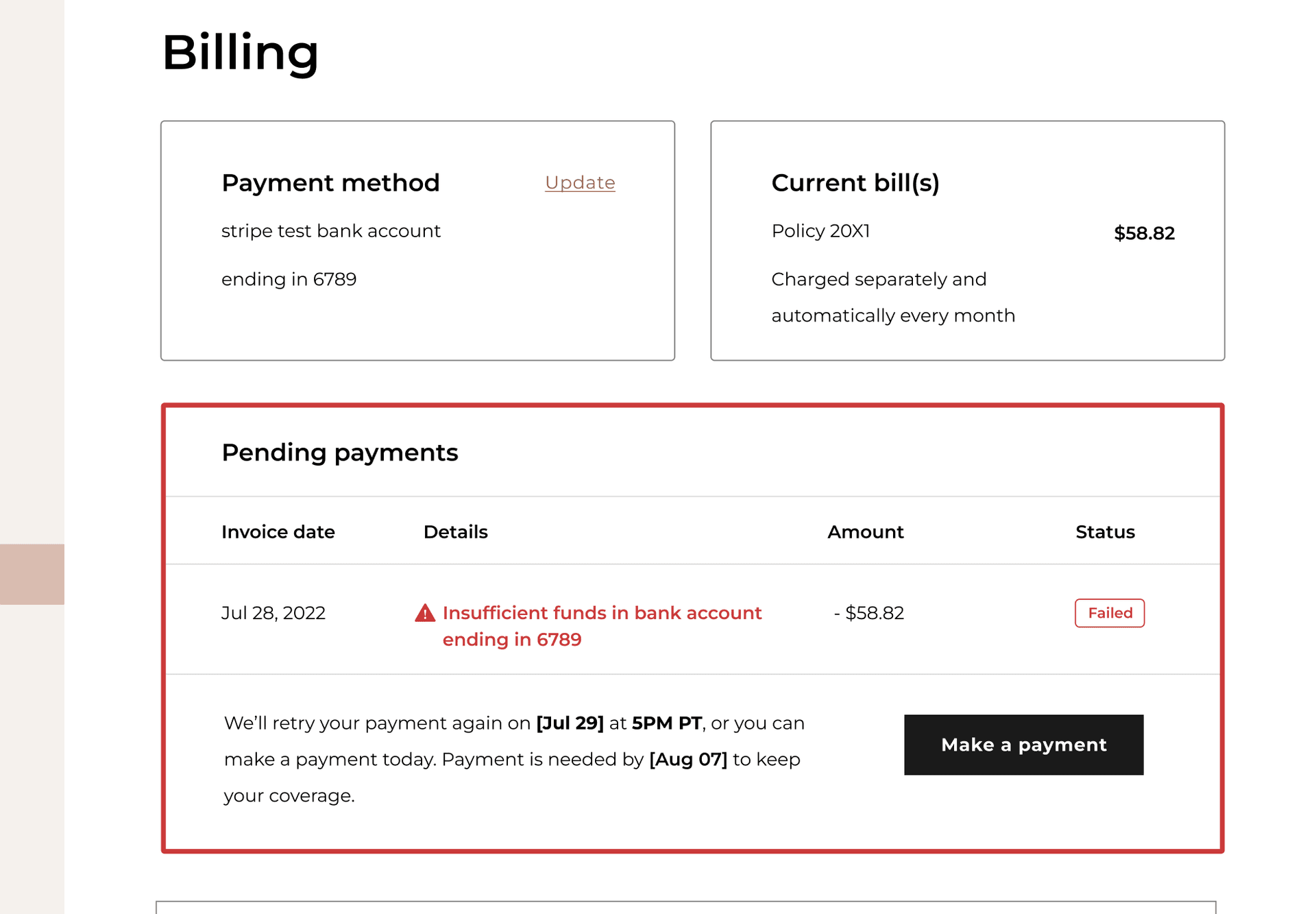 Billing component